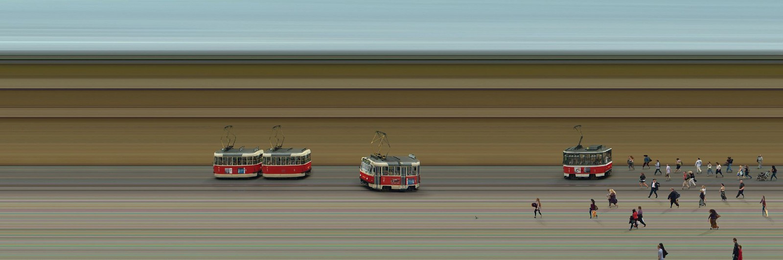 Jay Mark Johnson, VELVET LOCOMOTION 179, 2011 Prague CR
archival pigment on paper, mounted on aluminum, 40 x 120 in. (101.6 x 304.8 cm)