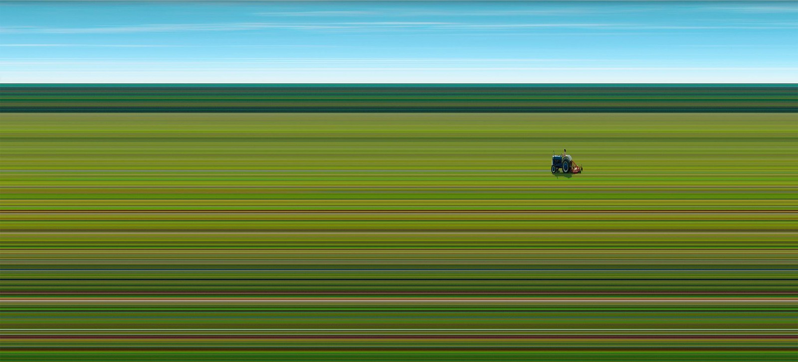 Jay Mark Johnson, MAGGIE ON TRACTOR, 2008 Brookville IN
archival pigment on paper, mounted on aluminum, 40 x 88 in. (101.6 x 223.5 cm)